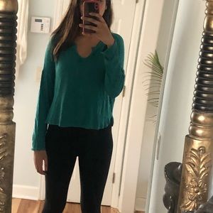 Turquoise Nordstrom cropped sweater top